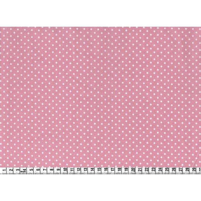 Let bomuldsstof med prikker, rosa/hvid, pr. m.