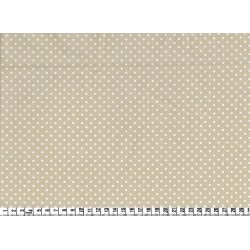 Let bomuldsstof med prikker, caf au lait/hvid, pr. m.