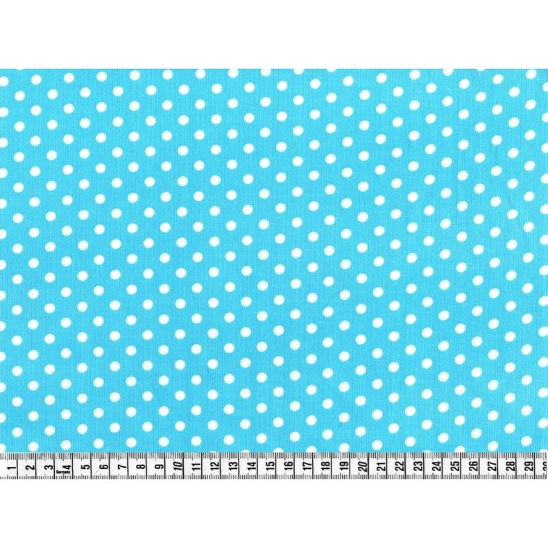 RK, Babyfljl med prikker, turkis/hvid, pr. cm.