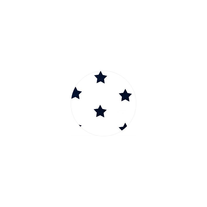 Stof med stjerner, hvid/marinebl, pr. m.