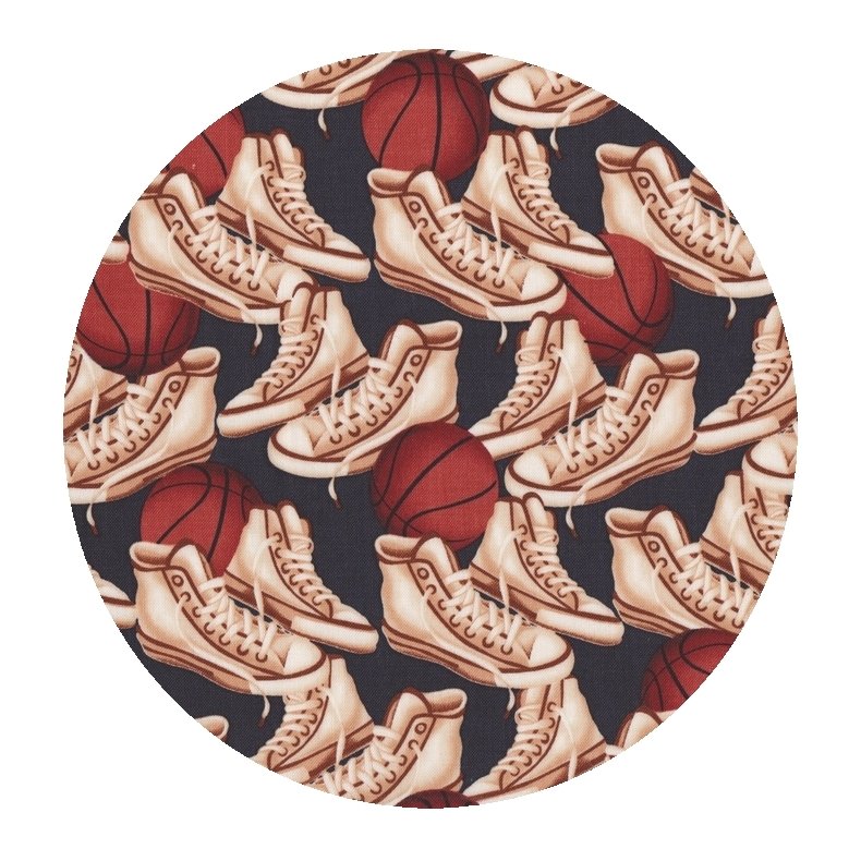 Riley Blake, Stof med Sneakers, sort, pr. m.