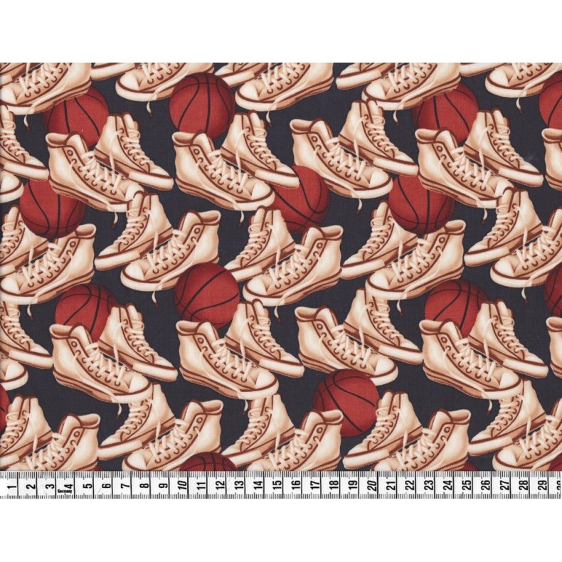 Riley Blake, Stof med Sneakers, sort, pr. m.