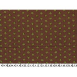 Babyfljl stof med stjerner, brun/olivengrn, pr. m.