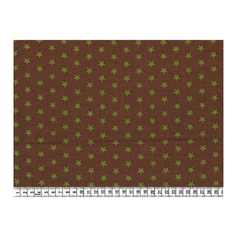 Babyfljl stof med stjerner, brun/olivengrn, pr. m.
