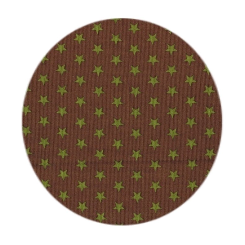 Babyfljl stof med stjerner, brun/olivengrn, pr. m.