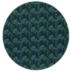 Stof, kraftigere bomuld med strk, Ikat mnster i petrol, pr. m.