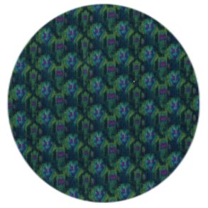 Stof, kraftigere bomuld med strk, Ikat mnster i petrol, pr. m.