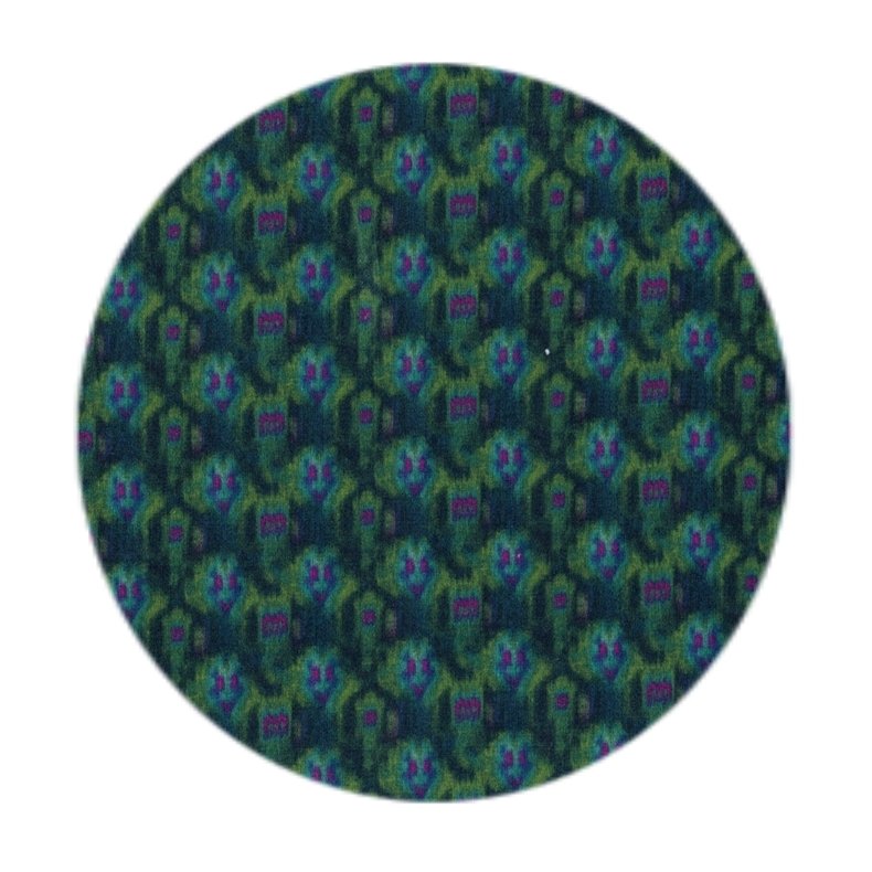 Stof, kraftigere bomuld med strk, Ikat mnster i petrol, pr. m.