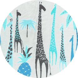 StofRest 0,55m Bomuldsstof med borderprint, Giraffe Garden Blue