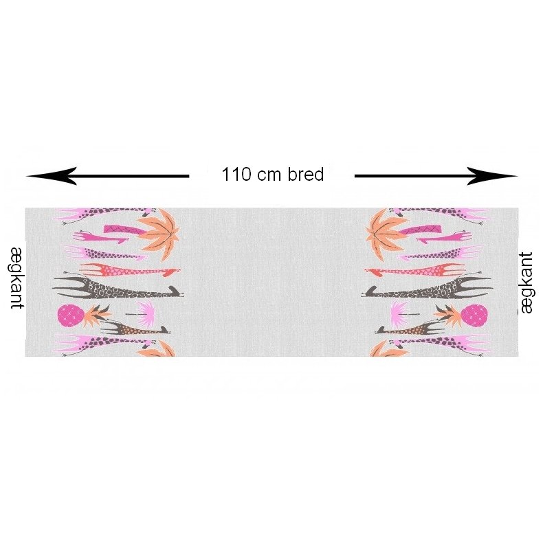 StofRest 0,55m Bomuldsstof med borderprint, Giraffe Garden Blue