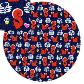 Stof med egern, Squirrels, Michael Miller Fabrics, pr. m.