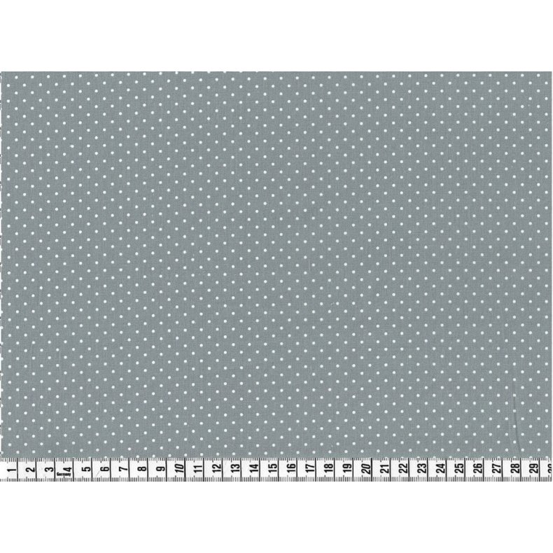 Bomuldsstof med prikker, gr/hvid, pr. m.
