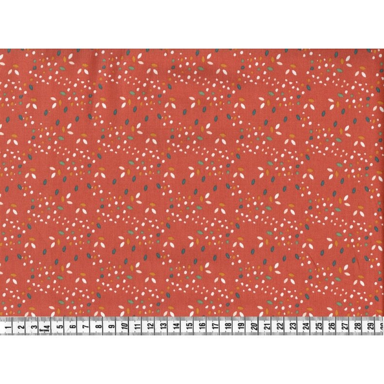 kologisk Bomuldspoplin. Leaves, rust, pr. m.