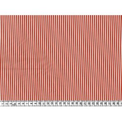 StofRest 1,15 m. Bomuldspoplin. Stribet stof i terracotta og rhvid