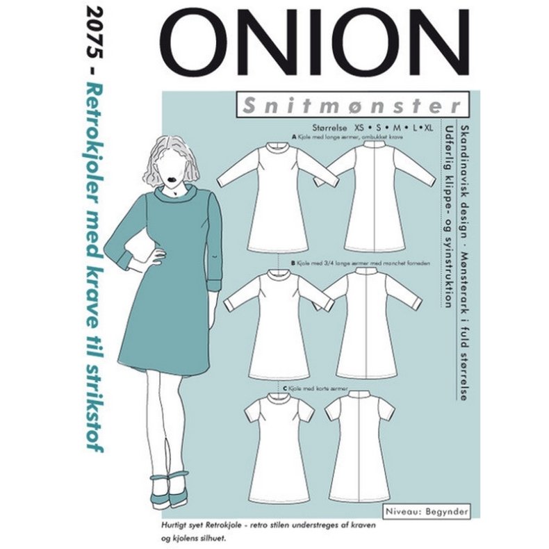 Onion 2075, Retrokjoler med krave til strikstoffer, str. xs-xl