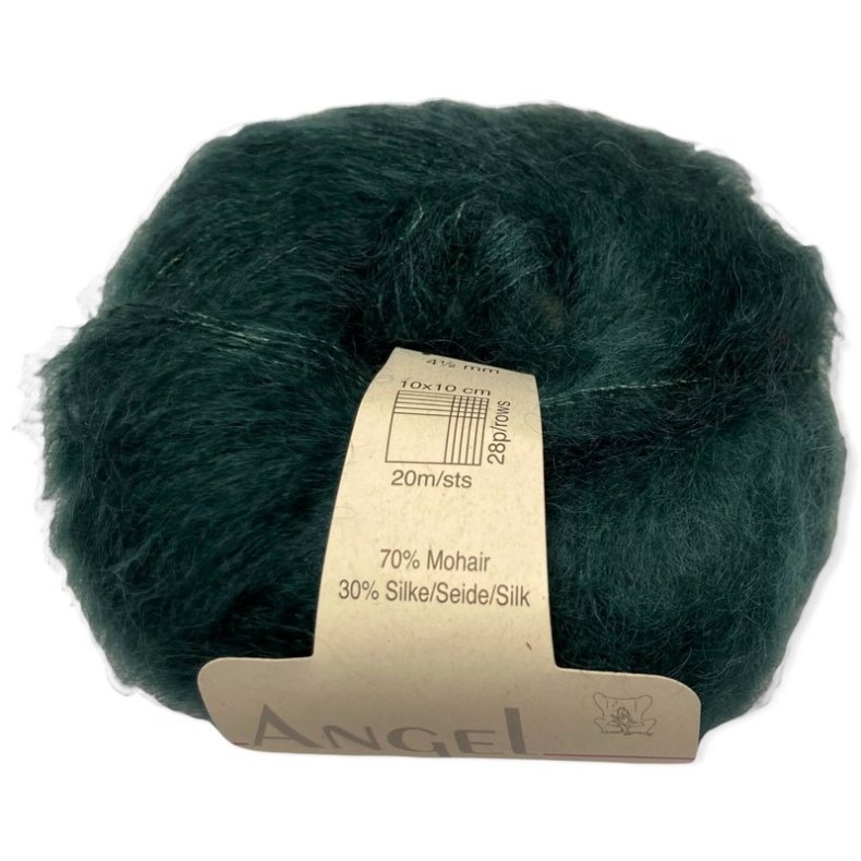 Angel i flaskegrn. Permin KidMohair + Silke, pr. 25 g.