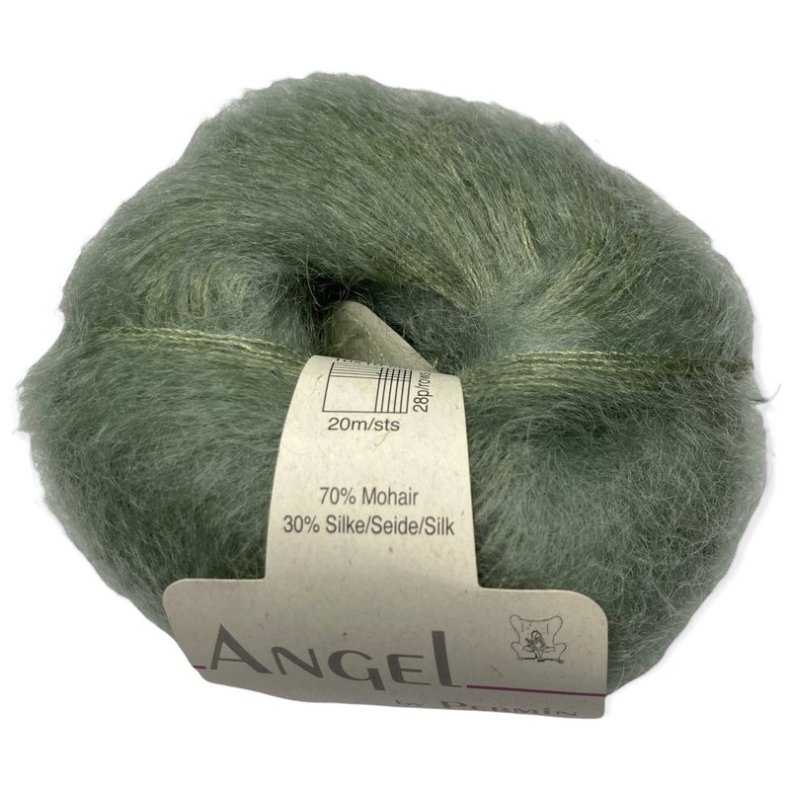 Angel i lys grn. Permin KidMohair + Silke, pr. 25 g.