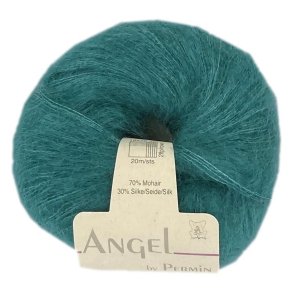 Angel i mrk irgrn. Permin KidMohair + Silke, pr. 25 g.