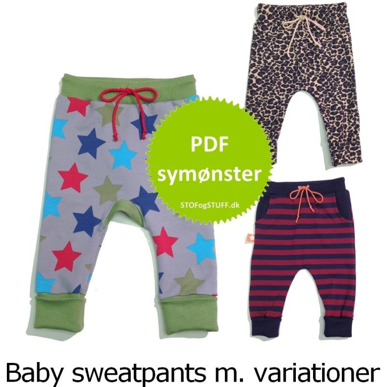 Baby Sweat Pants med variationer, Symnster i PDF, str. 3 -24 mdr.