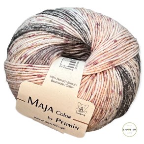 Maja Color by Permin bomuldsgarn, lilla/beige/gr�, fv. 22 pr. 50 g.