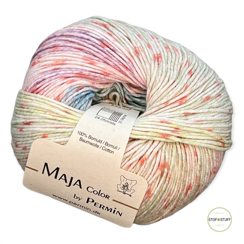 Maja Color by Permin bomuldsgarn, pastelfarver fv. 25, pr. 50 g.
