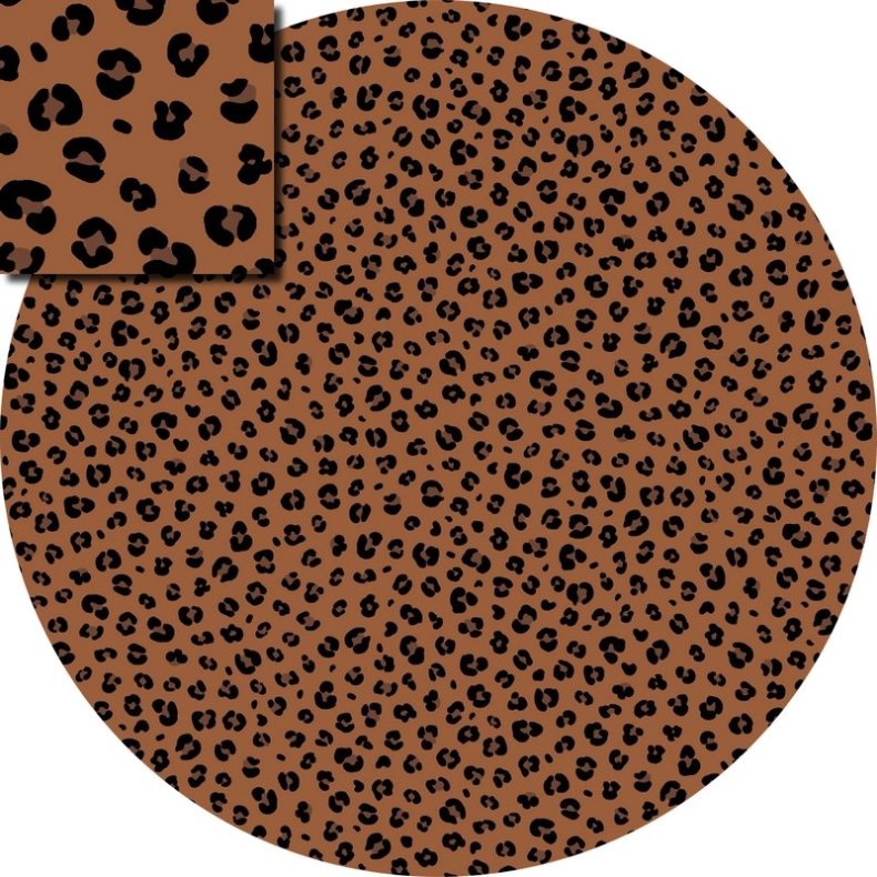 Bomuldspoplin stof med leopard print, rust, pr. m.