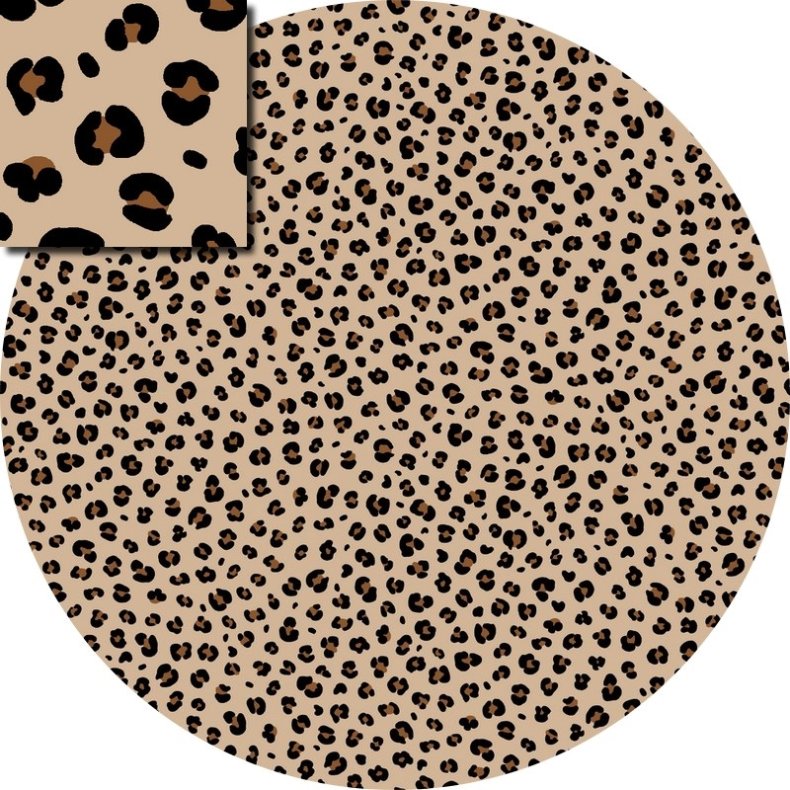 Bomuldspoplin stof med leopard print, sand, pr. m.