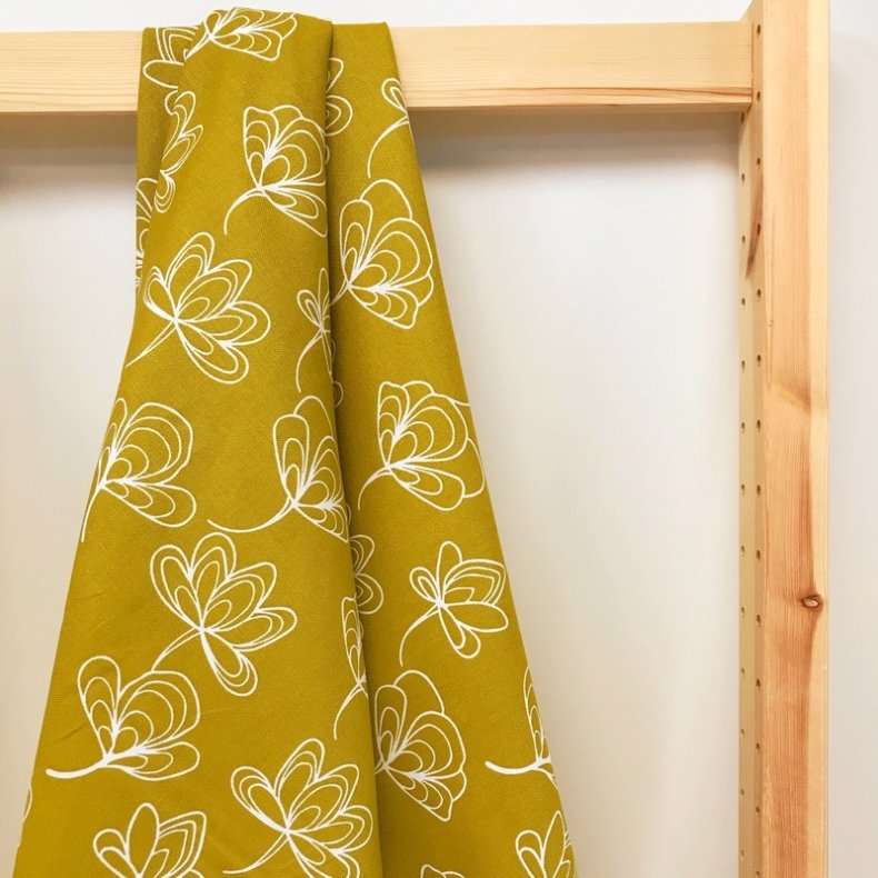 Canvas stof med Ginkgo Biloba blomster, pr. m.