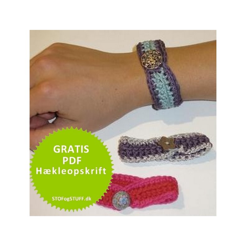 Gratis PDF hkleopskrift, Armbnd med fin knap