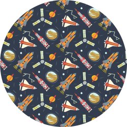 kologisk Jerseystof med rumraketter, pr. m