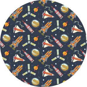 kologisk Jerseystof med rumraketter, pr. m