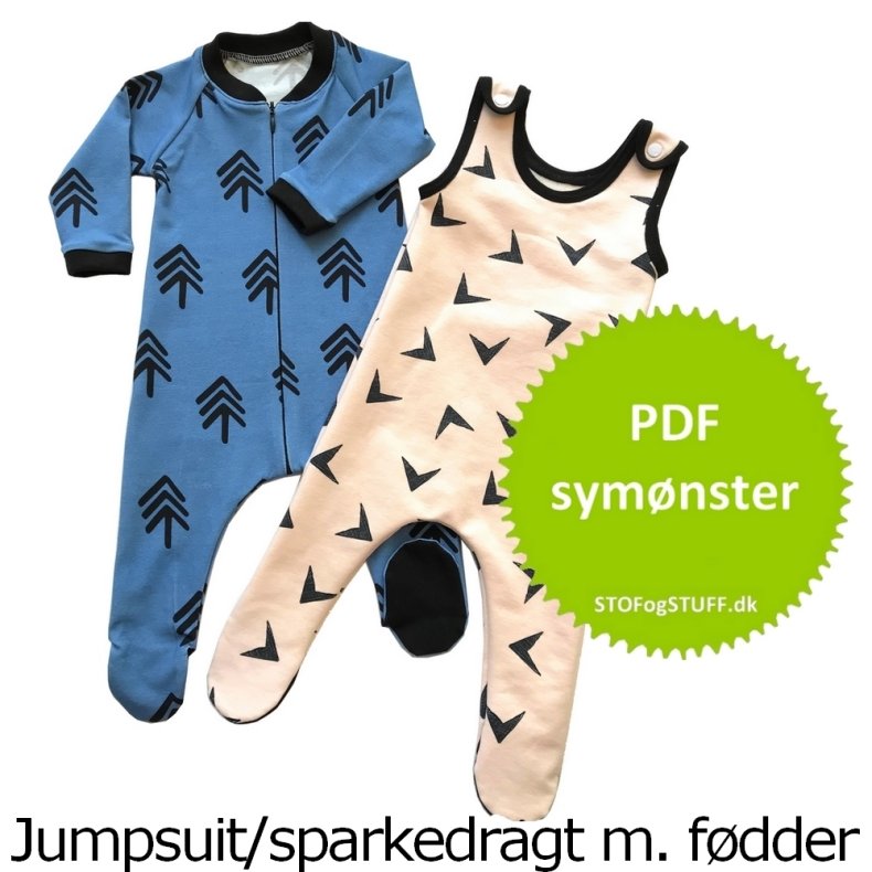 PDF symnster. Jumpsuit/natdragt og sparkedragt med fod, str. 0-24 mdr