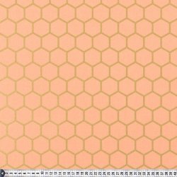 Kanvas stof i h�rlook. Bikube m�nster i guld p� nude, pr. m.