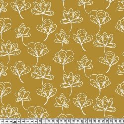 Canvas stof med Ginkgo Biloba blomster, pr. m.