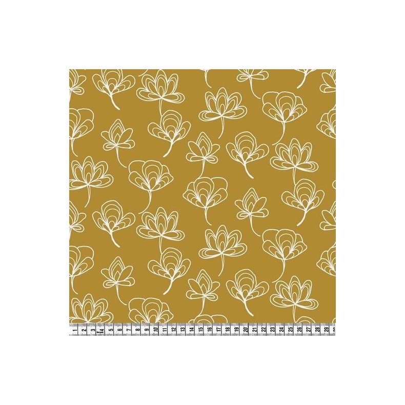 Canvas stof med Ginkgo Biloba blomster, pr. m.