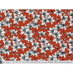 Canvas stof med liljer. Lilies on rust, pr. m.