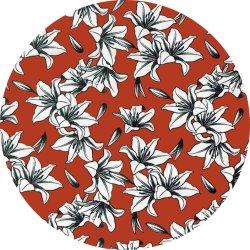 Canvas stof med liljer. Lilies on rust, pr. m.