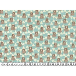 Canvas stof med bjrne. Kokka Trefle Bears, pr. m.