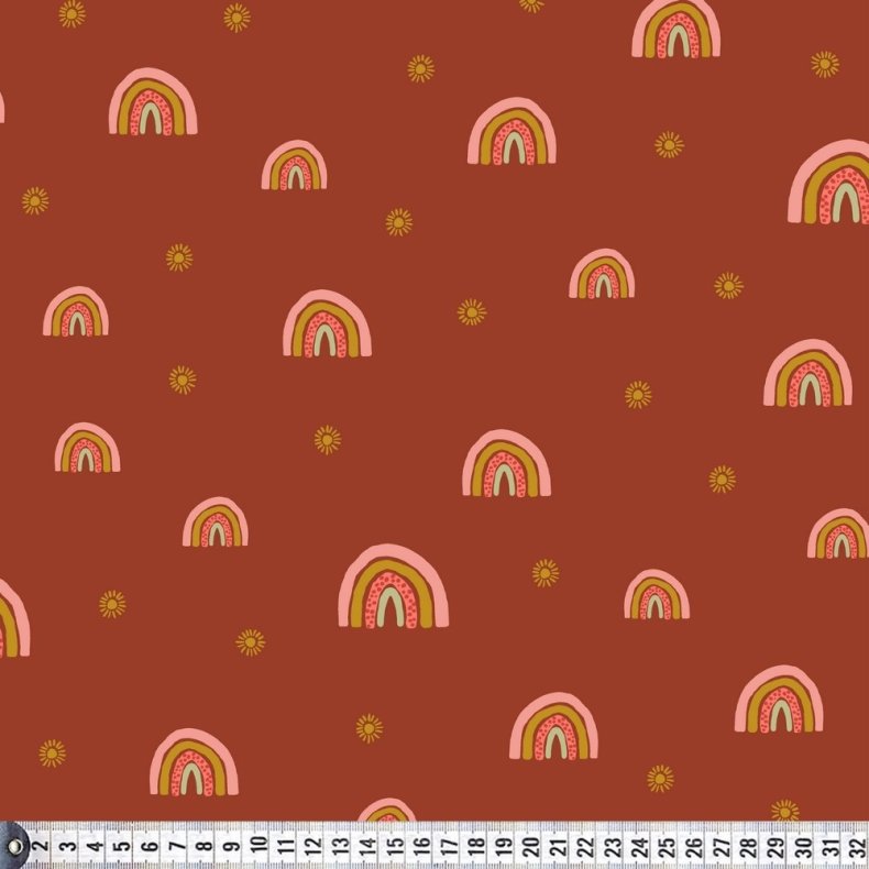 kologisk Sweatstof, Regnbuer, rust, pr. m
