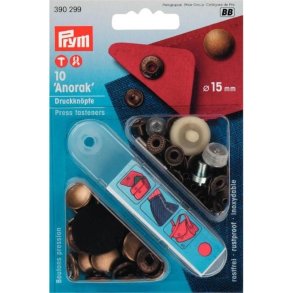 Anorak Trykknapper, Kobber, 15 mm, pr. kort