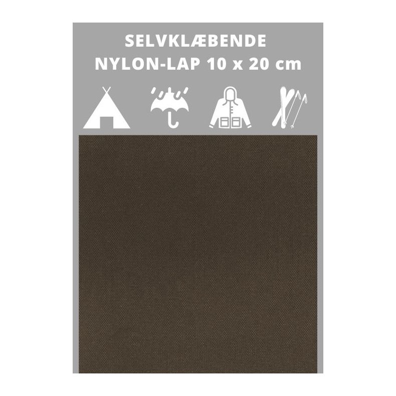 Selvklbende nylon lap, mrkbrun. Reparationslap