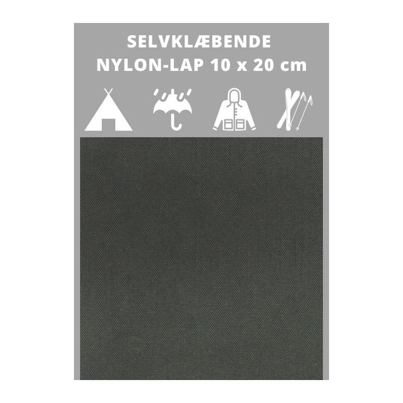 Selvklbende nylon lap, mrkgr. Reparationslap