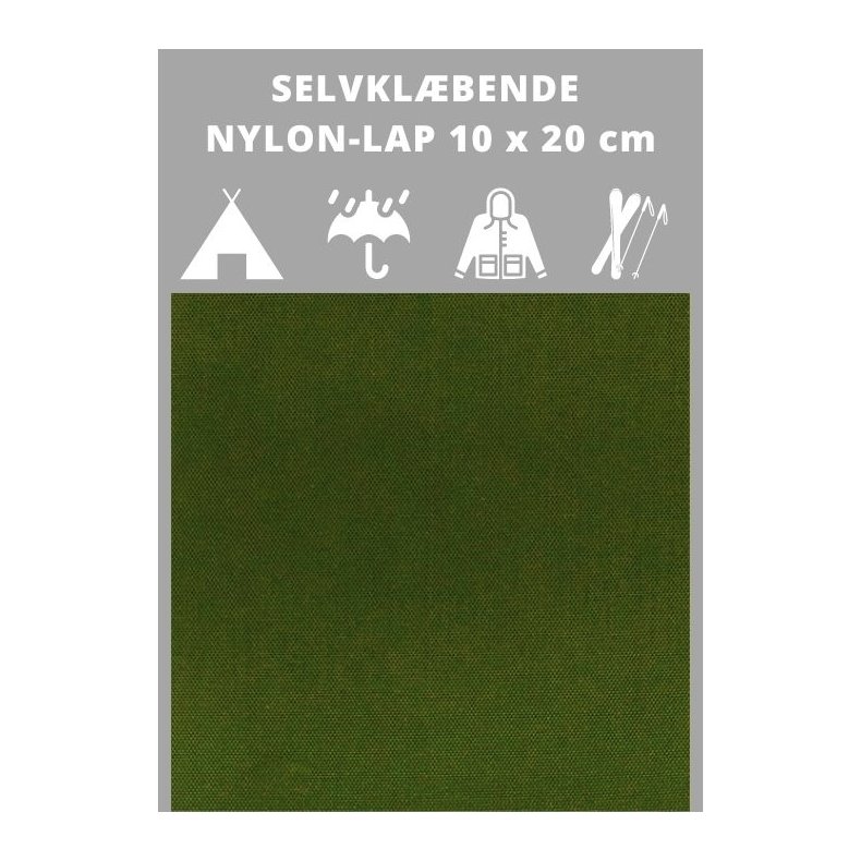 Selvklbende nylon lap, khakigrn. Reparationslap