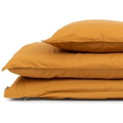 kologisk bomuldspoplin, okker, pr. m.