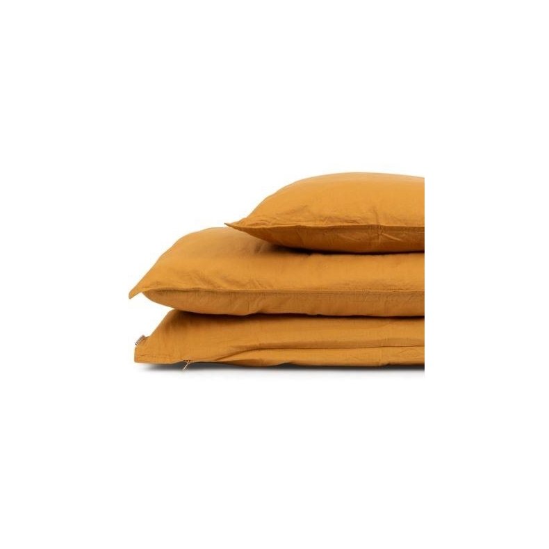 kologisk bomuldspoplin, okker, pr. m.