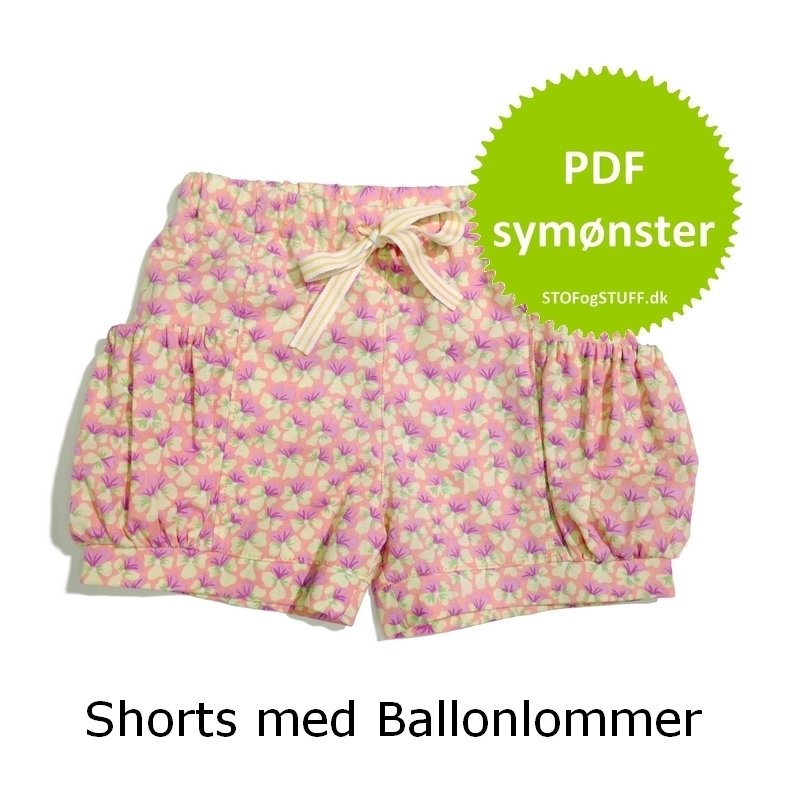 Shorts med Ballonlommer, Symnster i PDF, str. &frac12; til 8 r