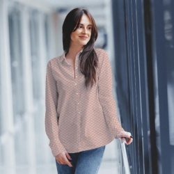 Viskose poplinstof m. strk. Petit Bloom, khaki, pr. m.