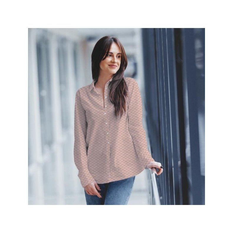 Viskose poplinstof m. strk. Petit Bloom, khaki, pr. m.