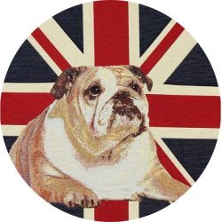 Stof med engelsk flag - Union Jack med engelsk Bulldog, 45 x 45 cm