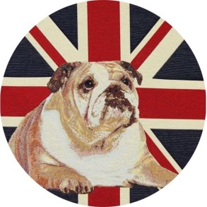 Stof med engelsk flag - Union Jack med engelsk Bulldog, 45 x 45 cm